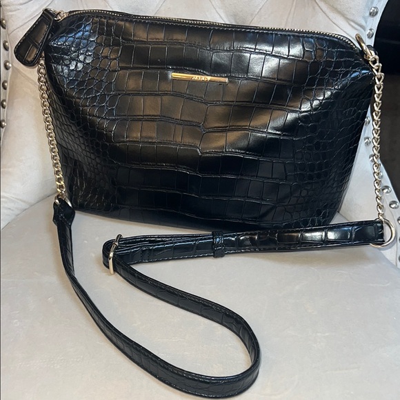 Aldo Black Crocodile-Embossed Crossbody‎ Bag - Picture 1 of 8